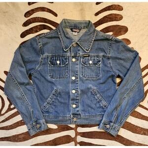 Vintage Diesel Work Wear Y2K Crop Denim Jacket Distressed Cropped Fit Sz L